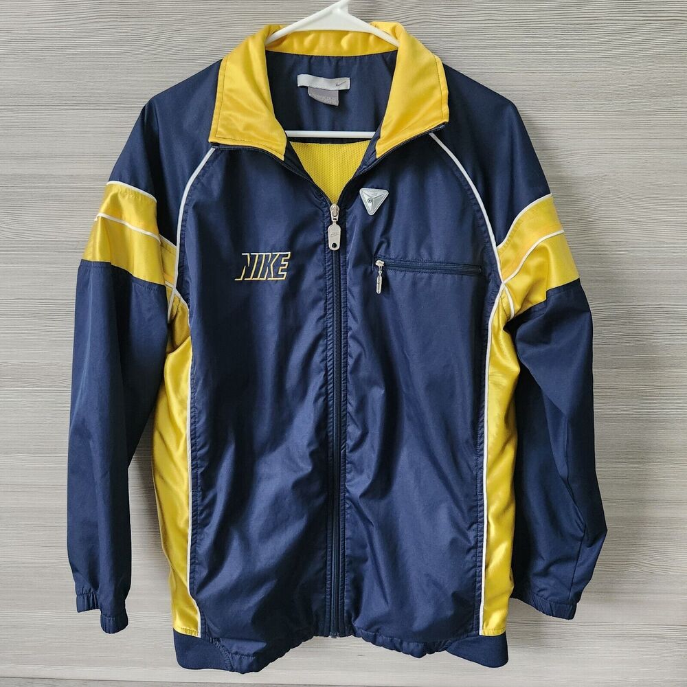 Nike Heavy Lined Zip up Jacket Youth‎ XL 18-20 = Ladies S/M Blue Yellow Quality
